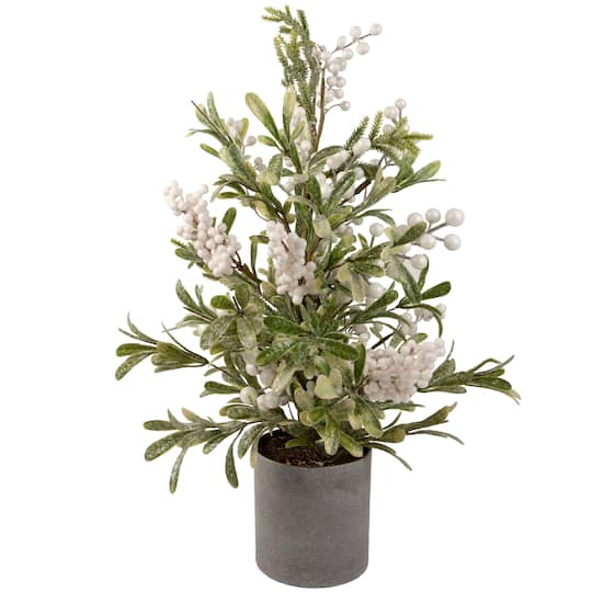 2Ft Unlit Potted White Berry & Frosted Pine Christmas Tree By Northlight in Green | 2 ft | Michaels®